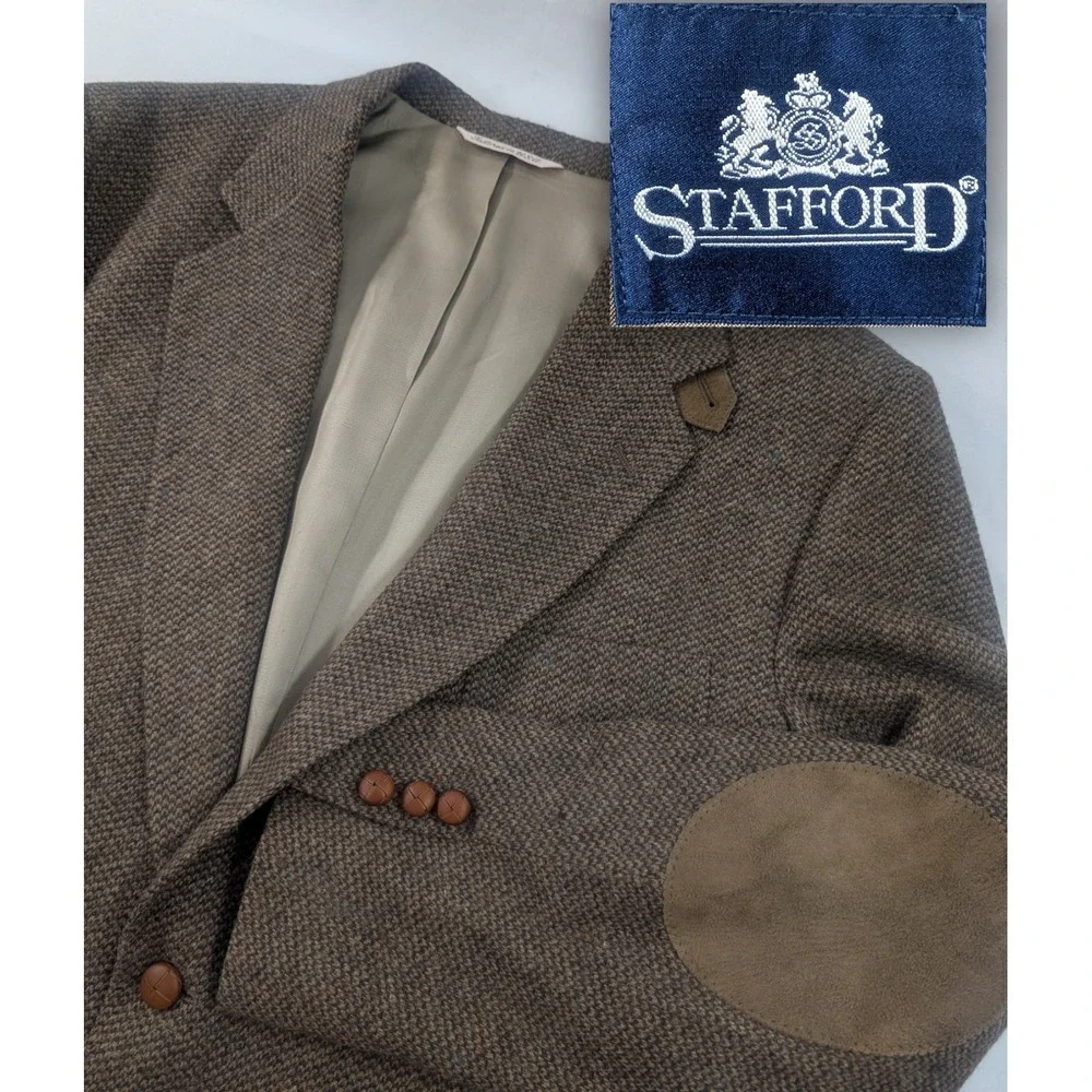 Stafford Blazer Sports Suit Jacket Tweed BirdEye Hopsack Confetti 46L 50